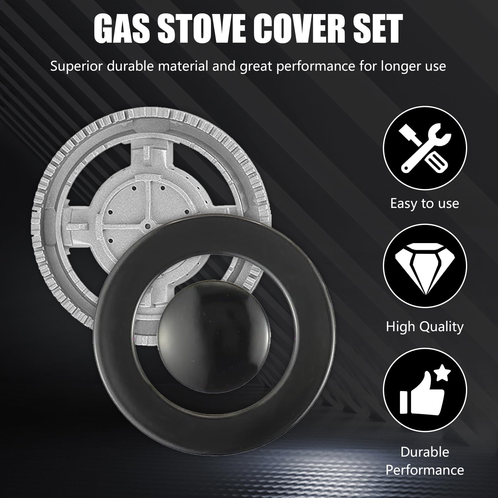 Chapeaux de Brûleurs, 5pcs Bruleur Gaz, Brûleur Cuisinière à Gaz, Chapeau de Couronne de Brûleur à Gaz, Capuchon de Flamme de Brûleur à Gaz Adapté au Brûleur de Cuisinière à Gaz SABAF