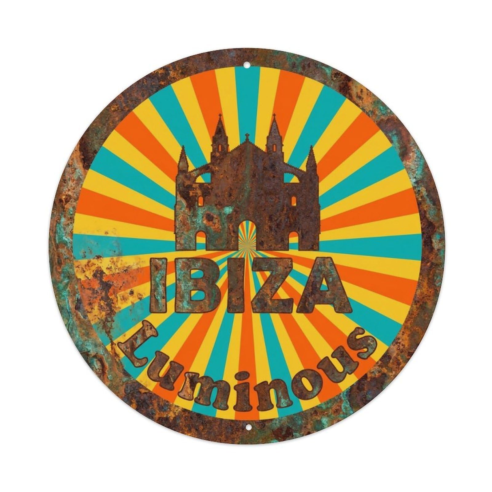 Vintage Travel Ibiza Spain Radiant Metal Tin Sign