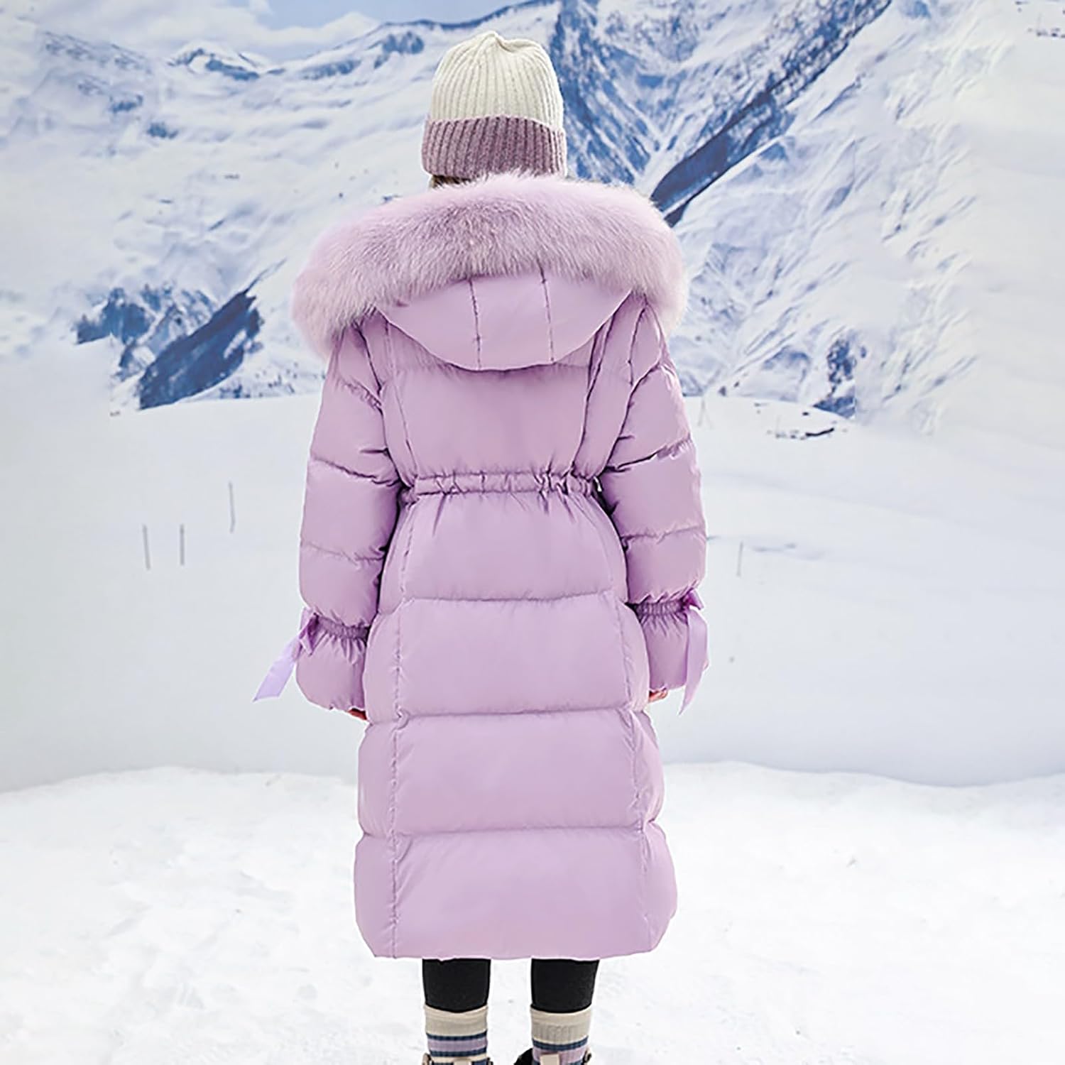 Kids Girls Long Puffer Coat Parka Lightweight Hooded Down Jacket Windproof Quilted Bubble Jackets Outerwear Snow Coats
