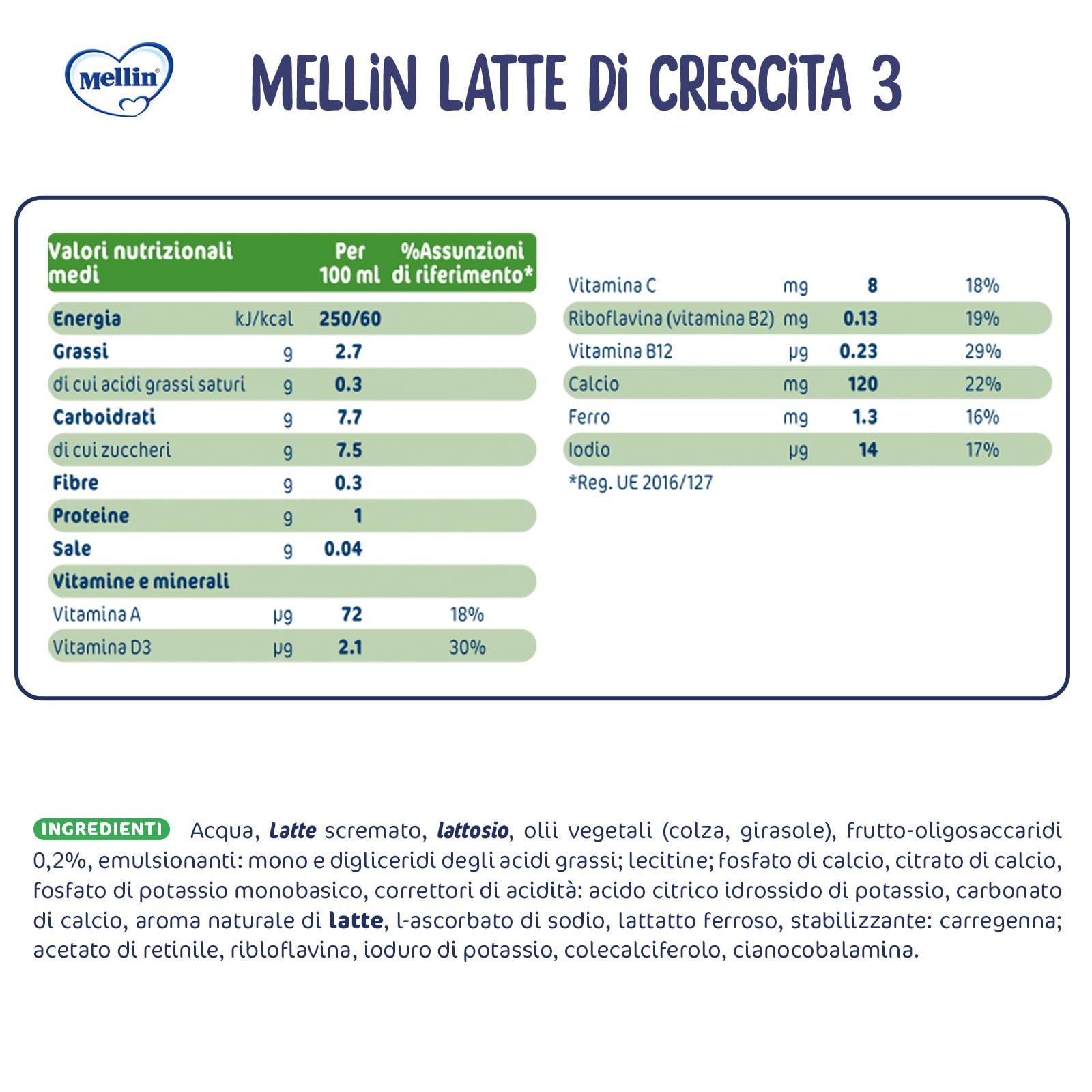 Mellin 3 - Latte di Crescita Liquido per Bambini dal 1° anno compiuto al 2° anno, Pronto all'uso - Formato Convenienza da 6 litri (6x1L)
