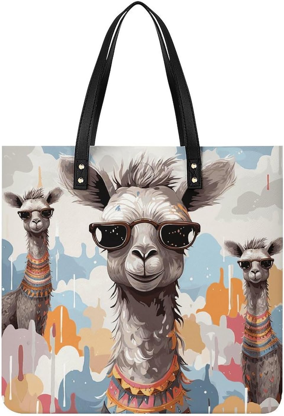 Cute Giraffe with Colors Sunglasses Funny Handbags Large Capacity, Tote Bag Stylish Slouchy, Shoulder Bags for Work Beach Travel And Shopping Grocery.