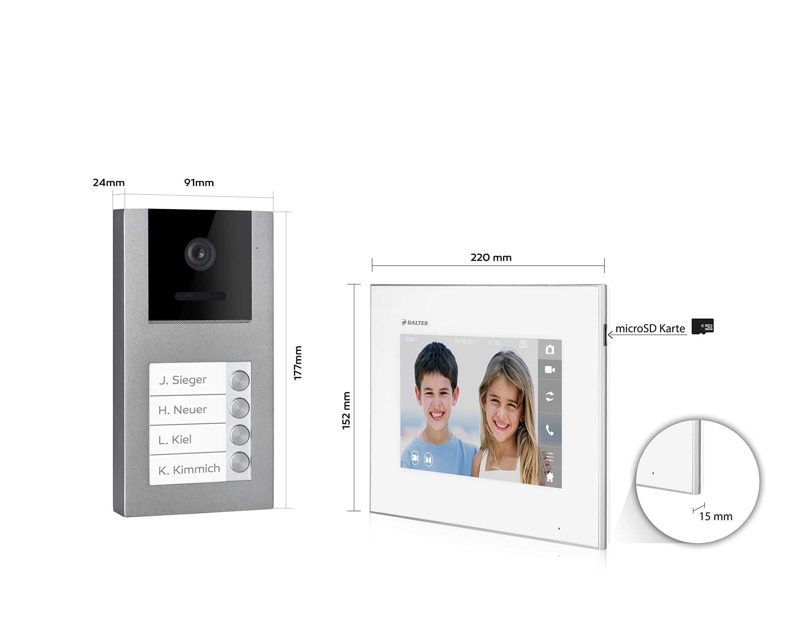 Balter EVO Video Türsprechanlage - 7 Zoll Touchscreen Für 3-Familienhaus