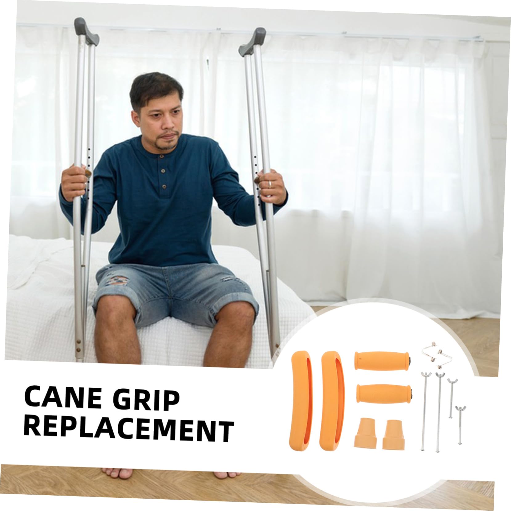Piezas de Repuesto para Muletas, Juego 1, Goma y Metal | Empuñadura Ergonómica, Puntas y Almohadillas Reemplazables, para Bastón y Andador