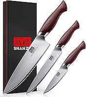 SHANZU 3-Pc Japanese Chef Knife Set: 10Cr15MoV High-Carbon Steel, 62 HRC Ultra-Sharp Blades, Ergonomic Pakkawood Handles, Gift Box