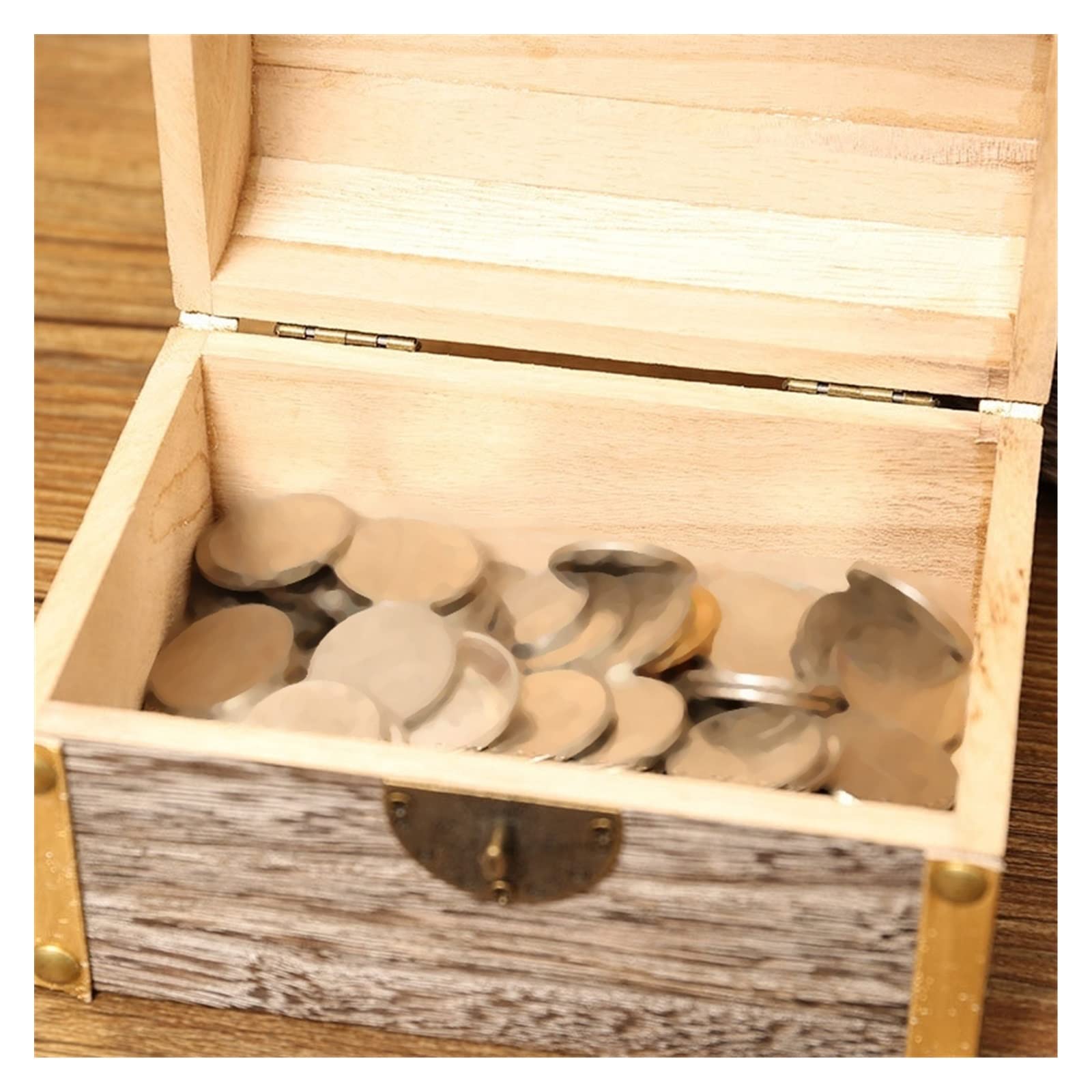Holz Sparschwein Sparschwein Geldschloss Holzkiste Exquisite Aufbewahrungsbox Schatz Schmuck Vintage mit Schlüsseln Sparschwein Organizer,Starke Sicherheit