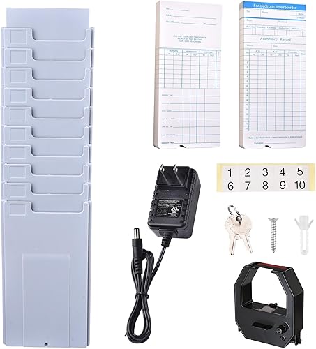 Miniatura 9 de Yescom Attendance Punch Time Clock Bundle - Grabadora de nómina para empleados, pantalla LCD con 100 tarjetas, 1 soporte para tarjetas de tiempo, 2