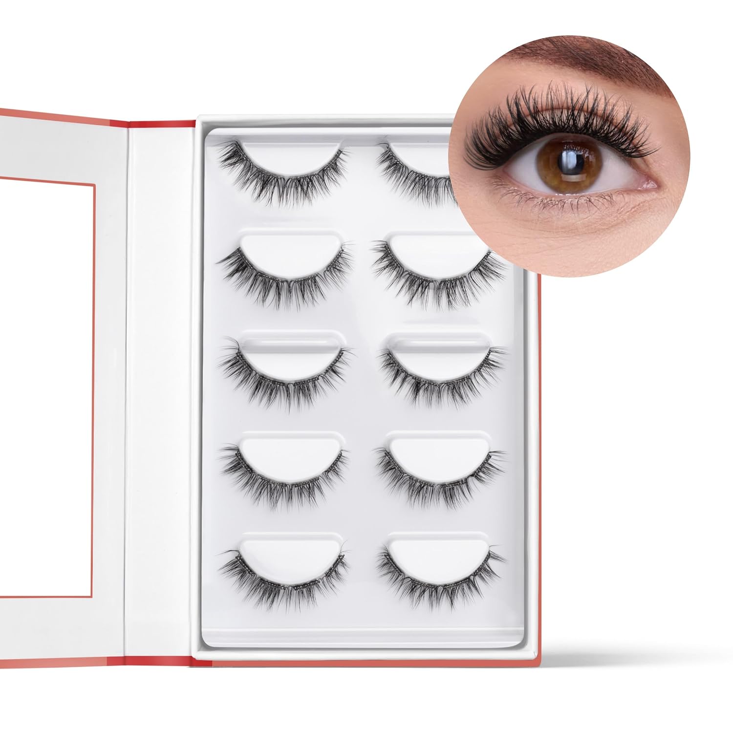 FlutterHabit STICKtionary Sweetheart Self Adhesive Eyelashes Kit, Pre Glued Underlash Strips for Beginners, No Glue Lash Extensions, Lightweight Clusters for Natural Look (5 Pairs)