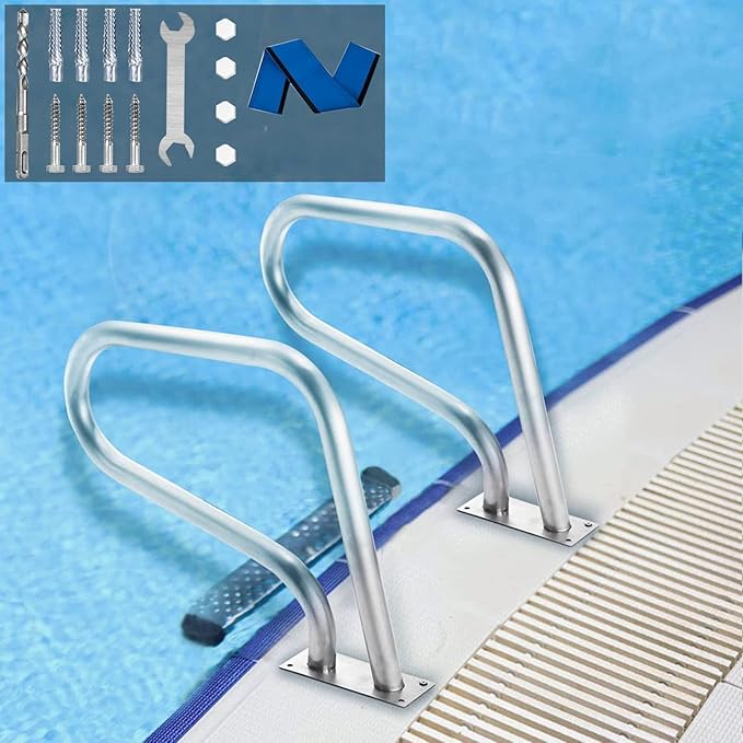 Pool Handrails Set of 2 Swimming Pool Handrail for Inground Pools,304 ...