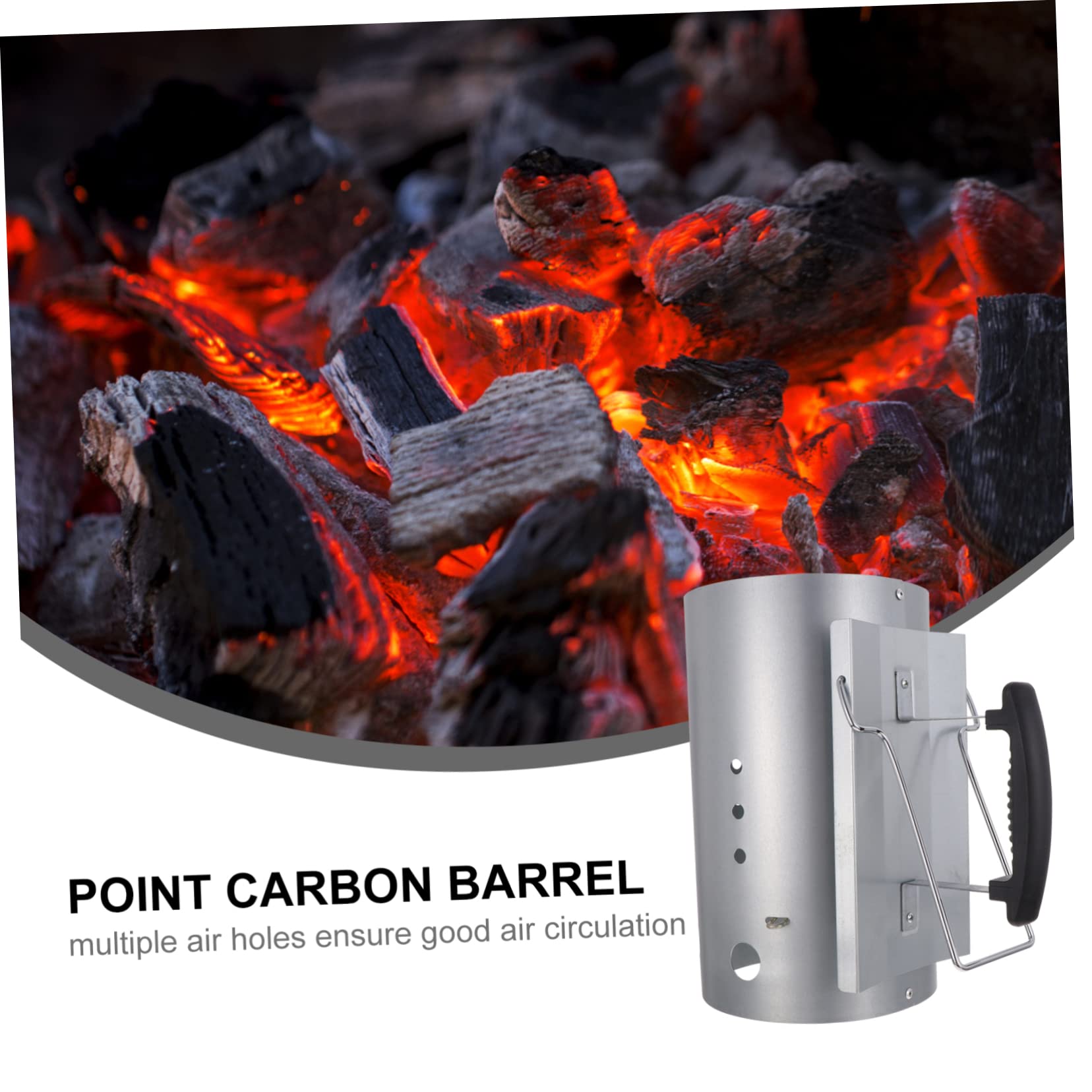 UKCOCO Allume-feu Cheminée pour Barbecue Extérieur, Seau à Charbon Galvanisé, Poignées Nylon, 19cm, Ignition Rapide sans Goût Chimique