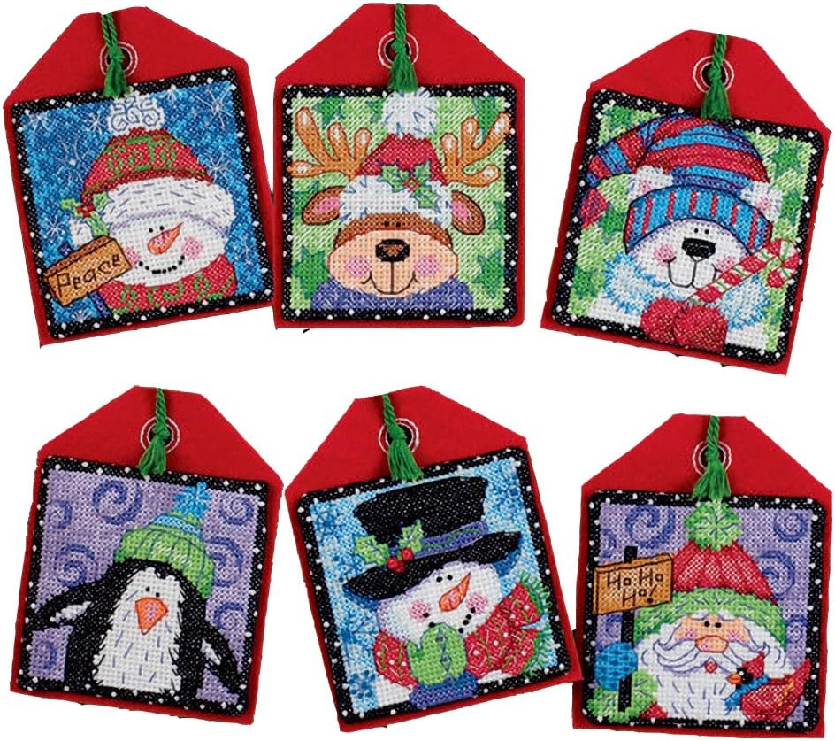 Dimensions Counted Cross Stitch Christmas Pals Ornament Kit, 6 pcs