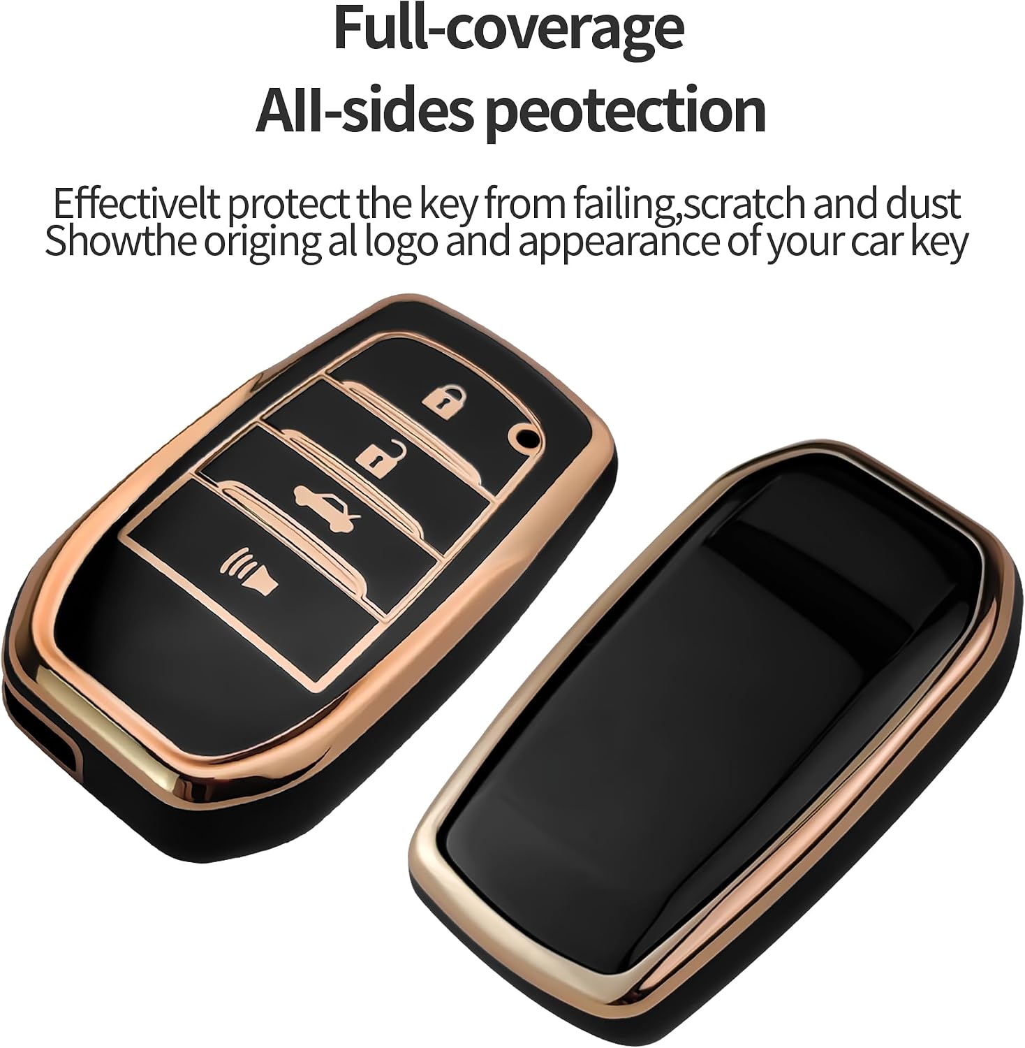 for Toyota Key Fob Cover Keychain Fit for 2025-2026 Camry 4Runner,2019-2026 Land Cruiser,Mirai,2021-2026 Venza,Grand Highlander,Hilux,Fortuner,2023-2026 Corolla,Prius(Black, 4 Buttons) image 3