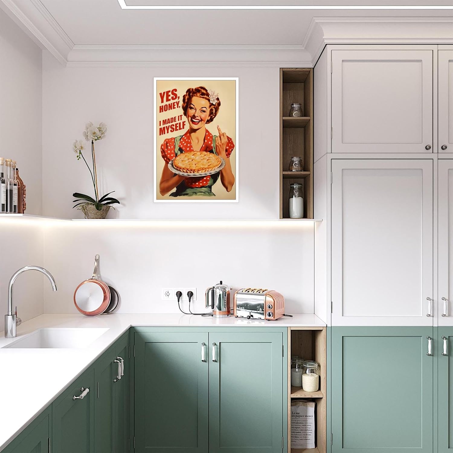 Vintage 60s Kitchen Canvas Poster Kitchen Housewife Wall Art Home Aesthetic Picture Minimalist Prints Painting For Family Living Room Bedroom Wall Decor 12x16in Unframed - Image 5