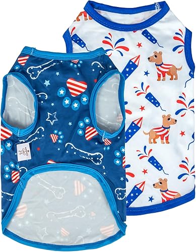 Miniatura 22 de CuteBone Paquete de 2 camisas para perros, ropa suave para mascotas, chaleco de verano transpirable para cachorros pequeños y ropa elástica