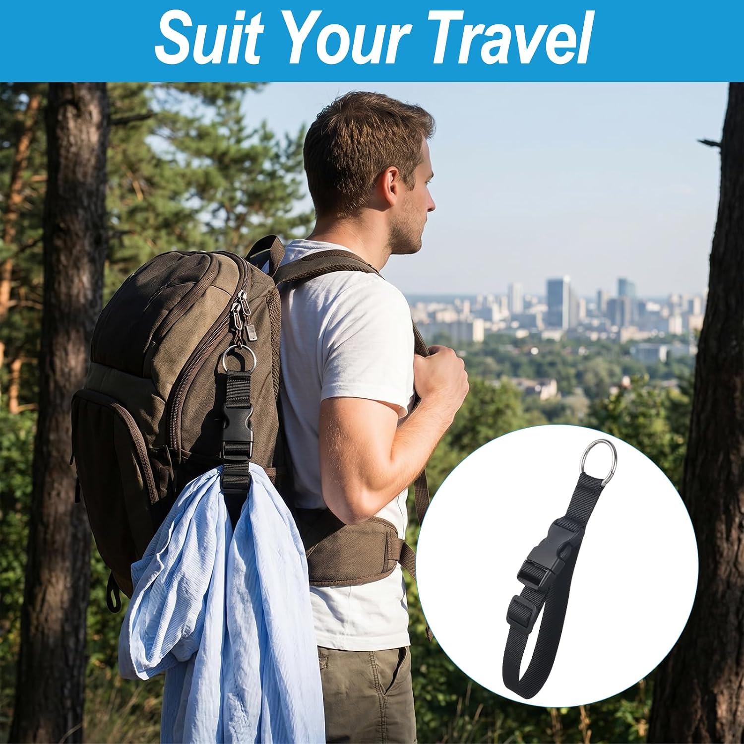 4 Pack Jacket Gripper Strap Add a Bag Luggage Straps | Adjustable Travel Straps Suitcase Belts with Quick Release Buckle for Luggage Travel Strap to Attach Items to Luggages Black