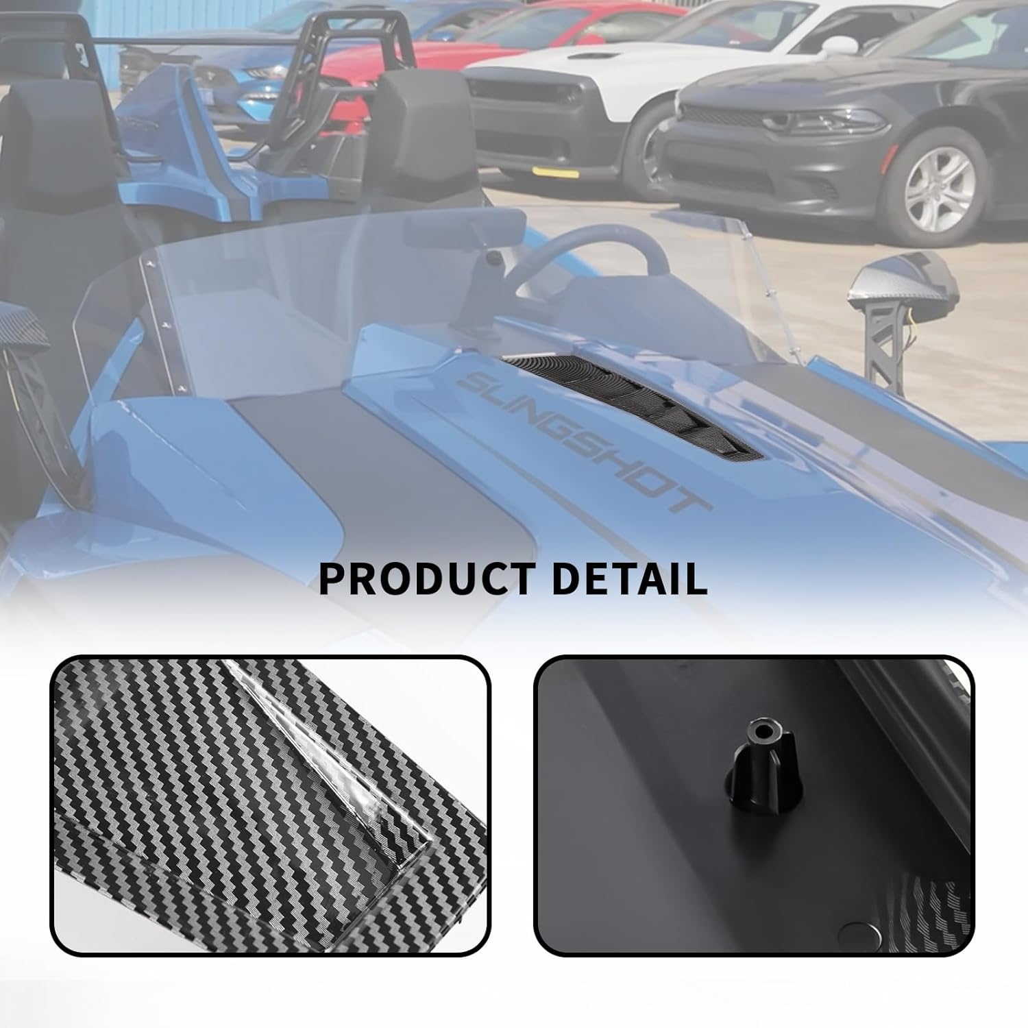 Center Hood Vent Cover for Polaris Slingshot, Carbon Fiber Pattern Turbo Hood Panel Trim Exterior Center Hood Vent for Polaris Slingshot Accessories 2015-2024, Replace OEM #5452300