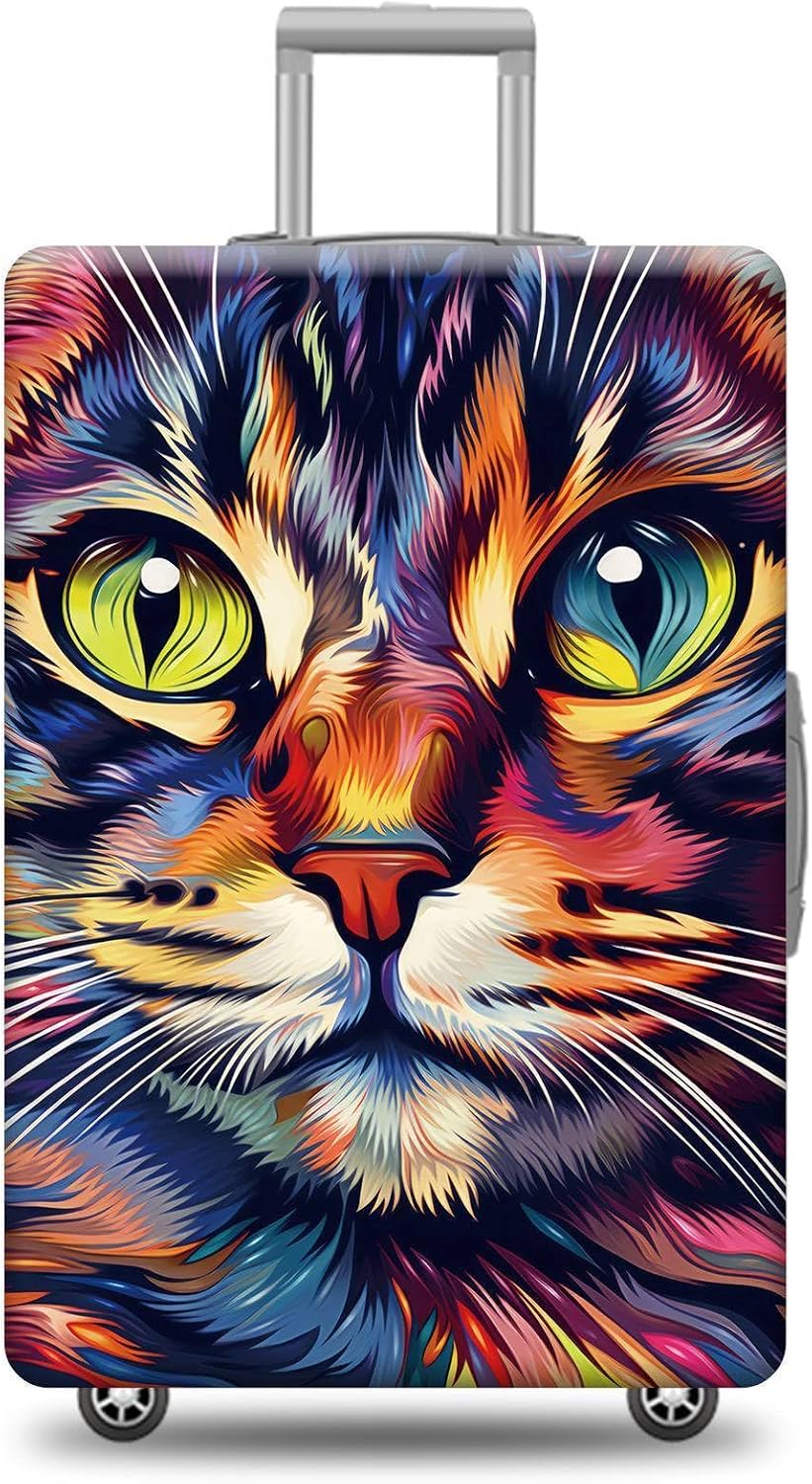 Personalized Luggage Cover Cute American Shorthair Cat Suitcase Protector Washable Elastic Baggage Cover For Pet Lovers Fits 18"-32" Luggage Style 4