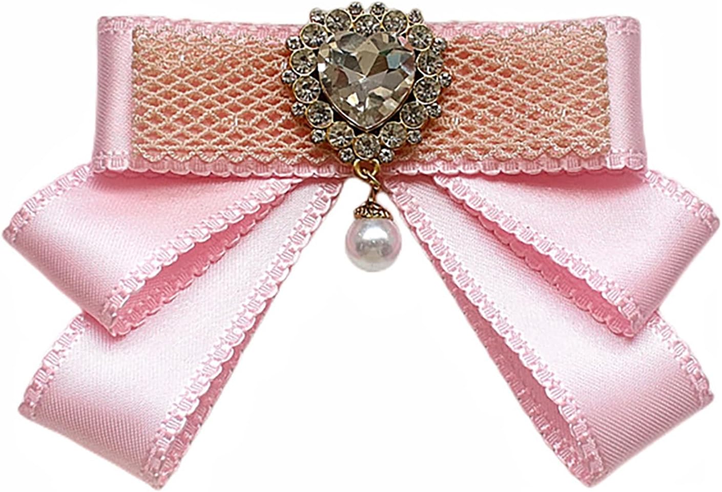 WENLOOY Women Party Bow Pre-Tied Clip School Uniform Wedding Ties for Girls, Womens Pink Bowtie, Bolo Ribbon Tie for Shirts