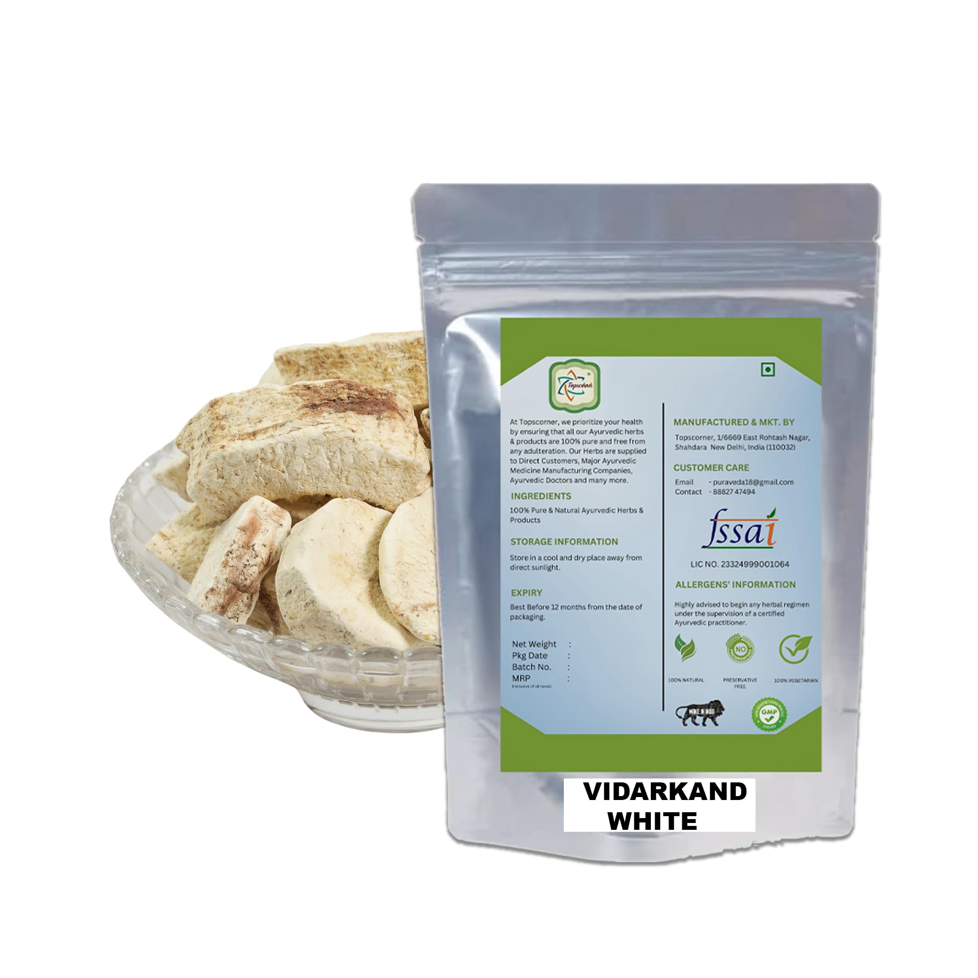 Vidarikand White, 250 Grams Pack