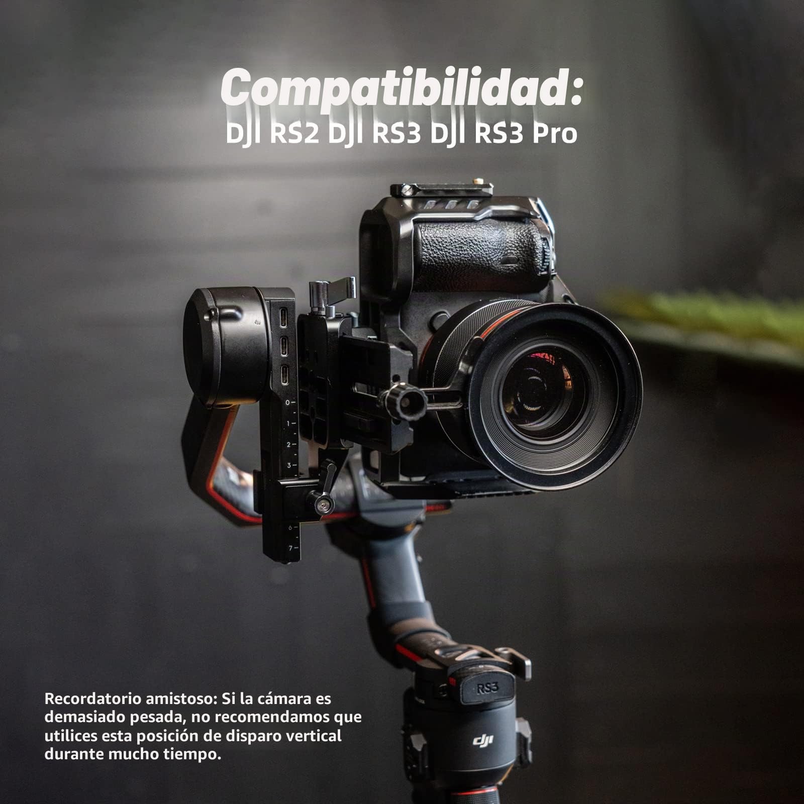 DF DIGITALFOTO RS3 Soporte Vertical para Cámara, Soporte Profesional para Retratos para Redes Sociales, Compatible con Estabilizador dji Ronin RS2/RS3/RS3 Pro, Carga útil 4,5 kg, Color Negro