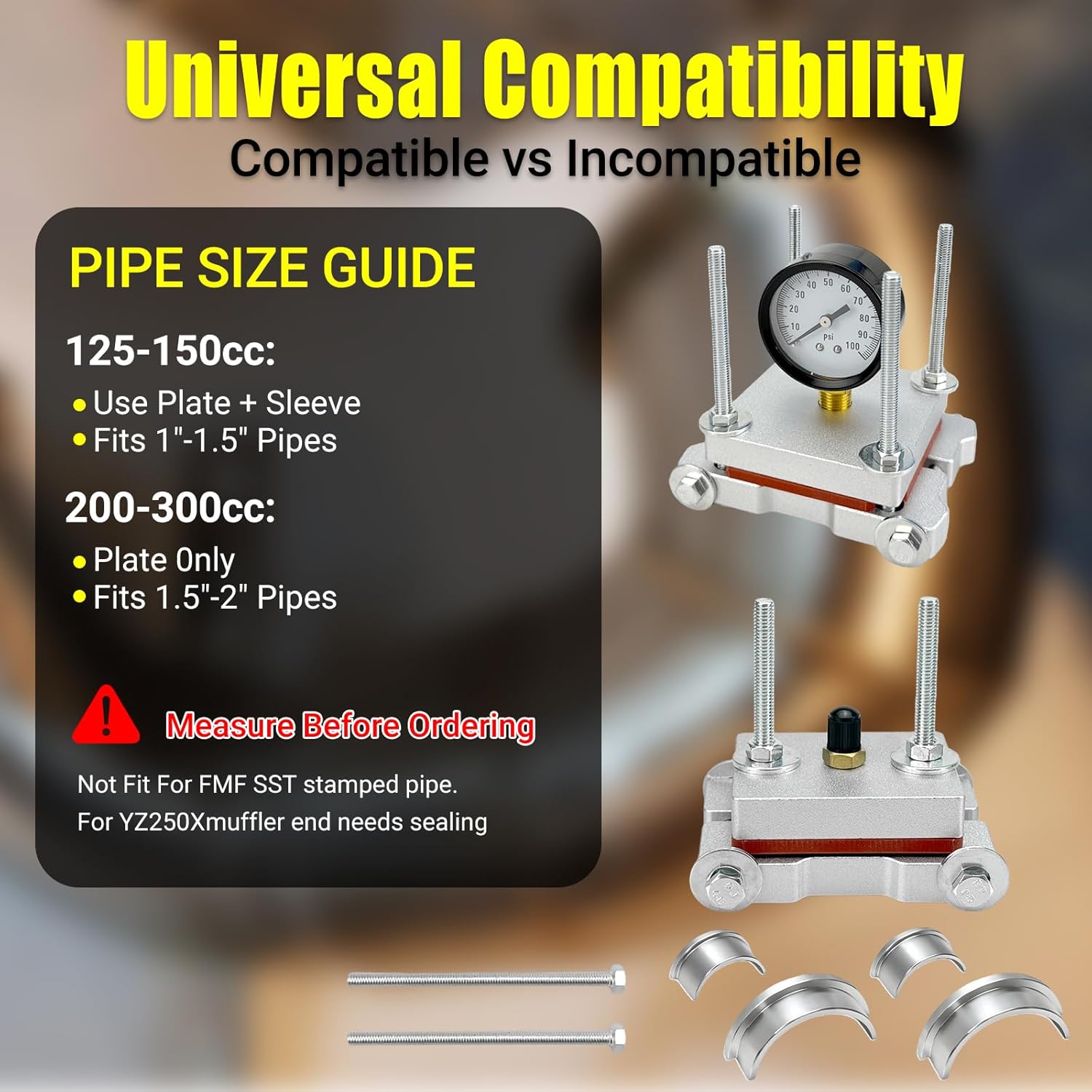 125 150 200 250 300 cc 2 Stroke Exhaust Pipe Dent Repair Kit, Professional Dent Remover Tool for Dirt Bikes, ATVs, Motorcycles