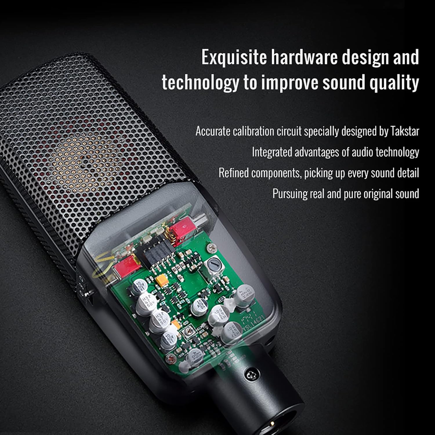 TAKSTAR XLR Condenser Microphone with 34mm Large Diaphragm, TAK55 Three Polar Patterns & Gain Adjustment, Professional Studio Microphone for Recording, Podcasting, Singing, Streaming & Voice Overs
