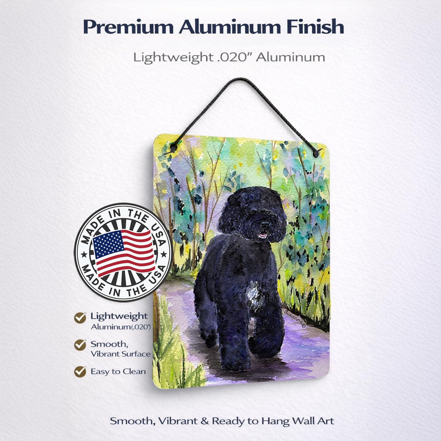 Caroline's Treasures SS8264DS1216 Portuguese Water Dog Wall or Door Hanging Prints Aluminum Metal Sign Kitchen Wall Bar Bathroom Plaque Home Decor Front Door Plaque, 12x16, Multicolor image 3