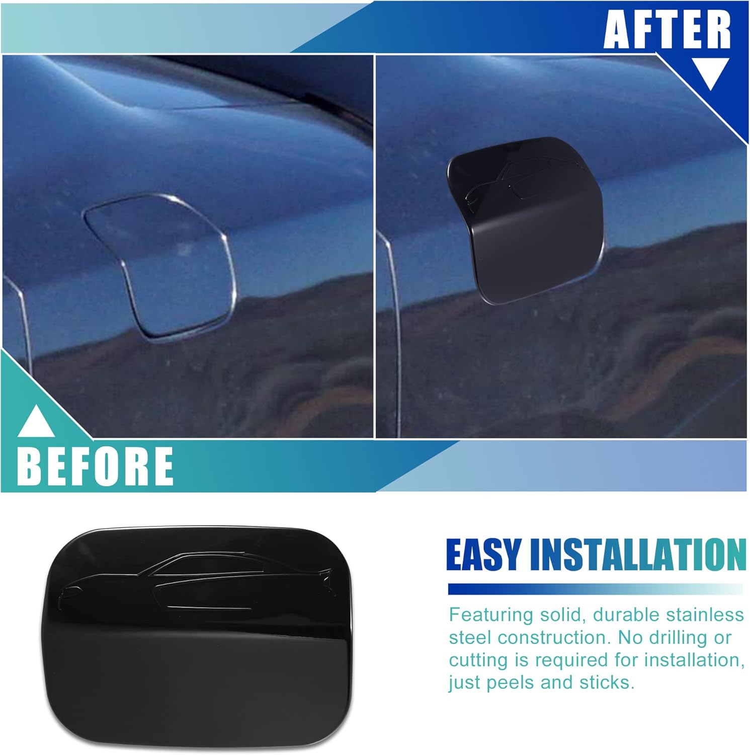 X AUTOHAUX Black Fuel Tank Cover Door Gas Filler Cap Cover Replacement Accessories for Dodge Charger 2011-2021