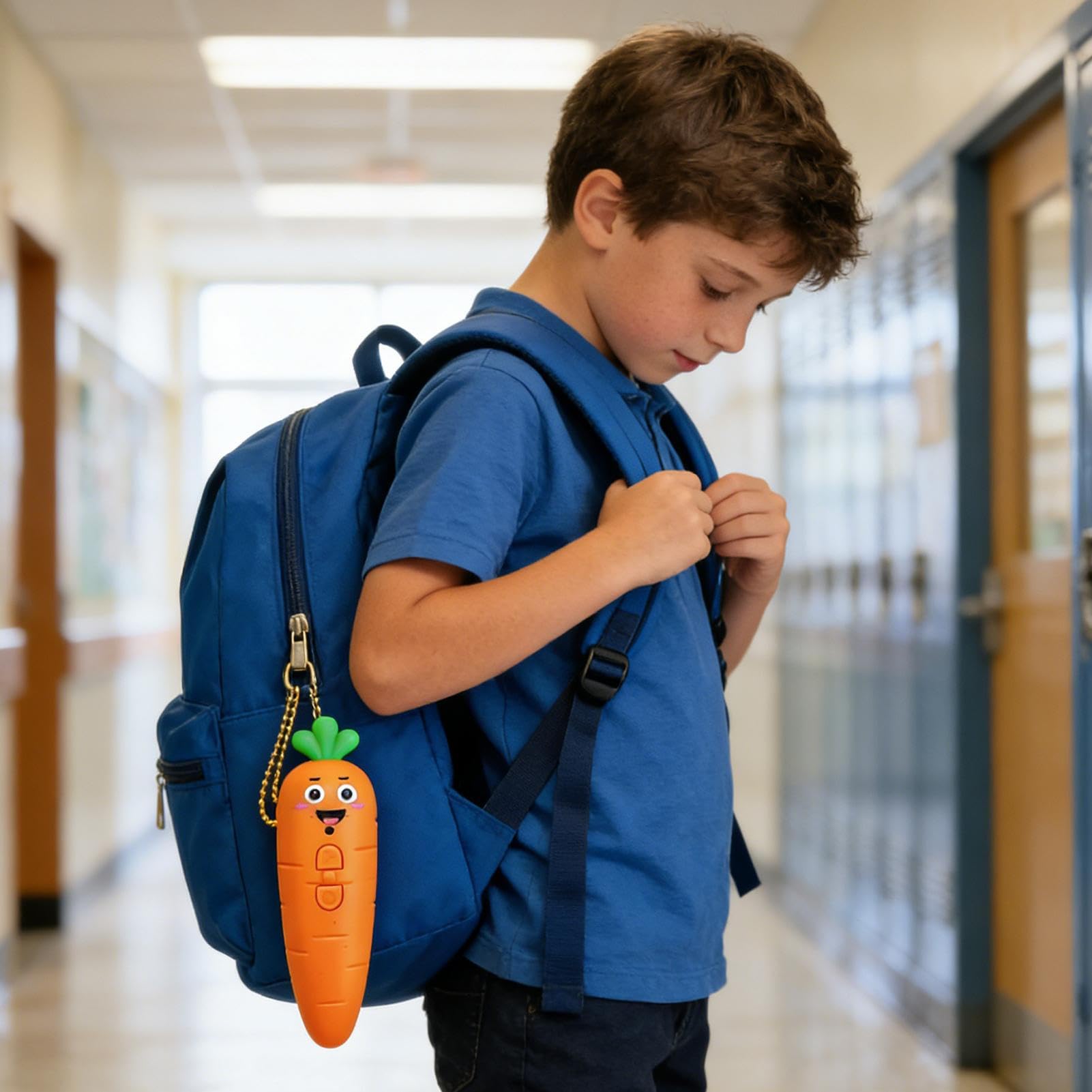 Tragbares Diktiergerät, lustiges Kinder-Audio, 7,6 x 2,5 cm Recorder mit Wiedergabe, Sprachgerät mit Schlüsselanhänger-Clip, Schulbedarf mit Karotten-Design, Audio-Gadget für Rucksacktasche