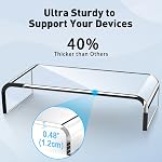AboveTEK Premium Acrylic Monitor Stand, Large Size Monitor Riser/Clear Computer Stand for Home Office w/Sturdy Platform, Acrylic Desk Stand for Keyboard Storage & Multi-Media Laptop Printer TV Screen
