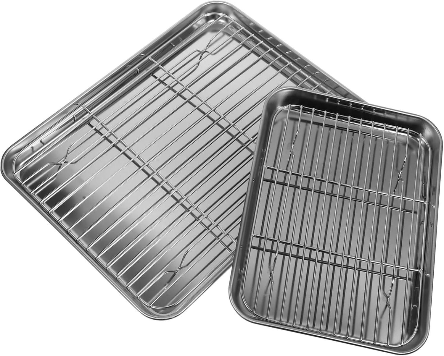 PRETYZOOM 2pcs Draining Pan Baking Wire Rack Pan Wire Rack Stainless Steel Drain Dishes for Cooking