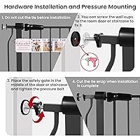 Vista 3 de ELEVON Puerta de bebé para puertas de escaleras, puerta de seguridad para mascotas con funciones de cierre automático/mantenimiento, se adapta a