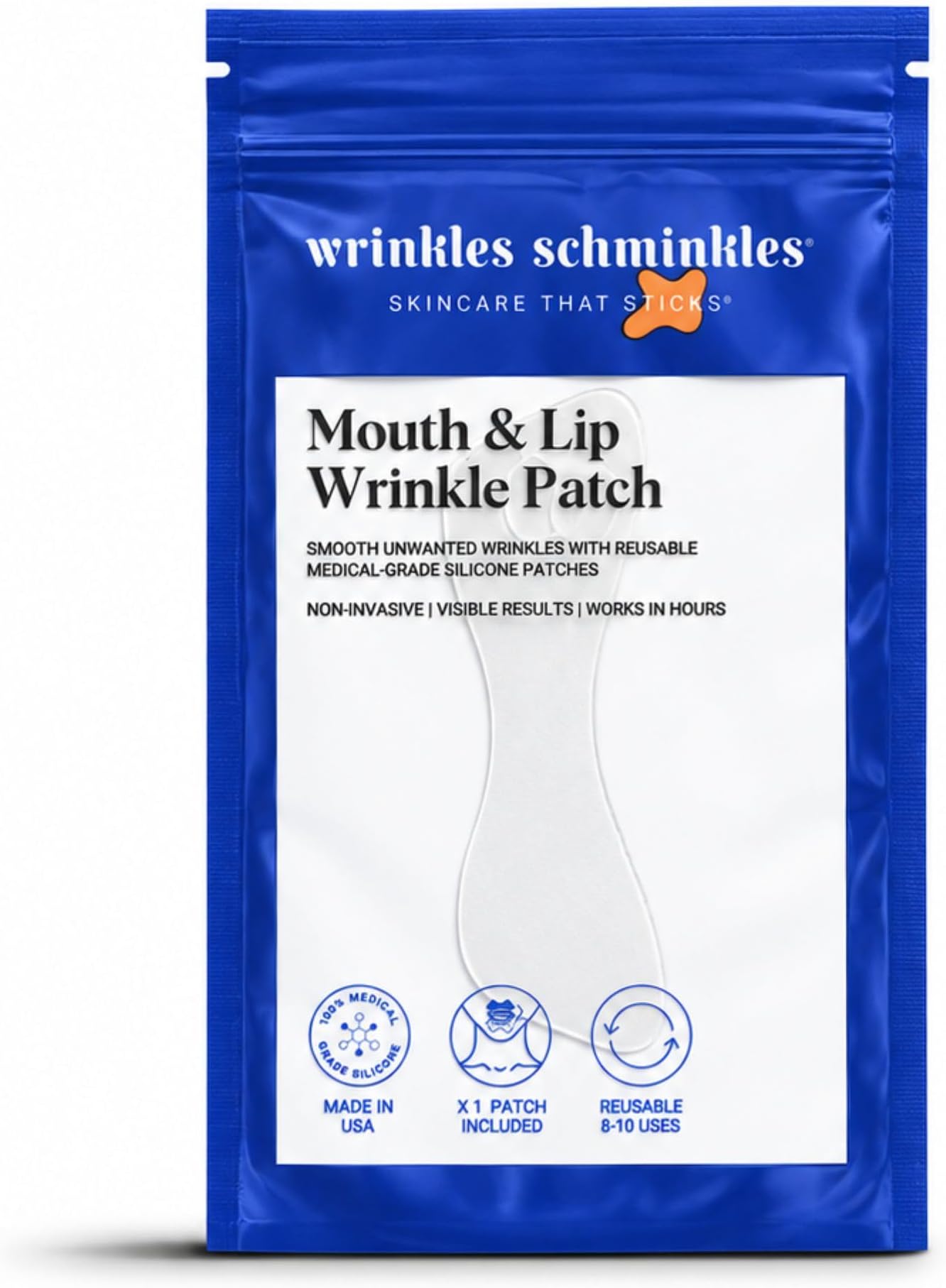 Wrinkles Schminkles Mouth & Lip Wrinkle Patch, 1-Pack, Reusable Hypoallergenic Silicone Smoothing Pads for Lip Wrinkle Prevention