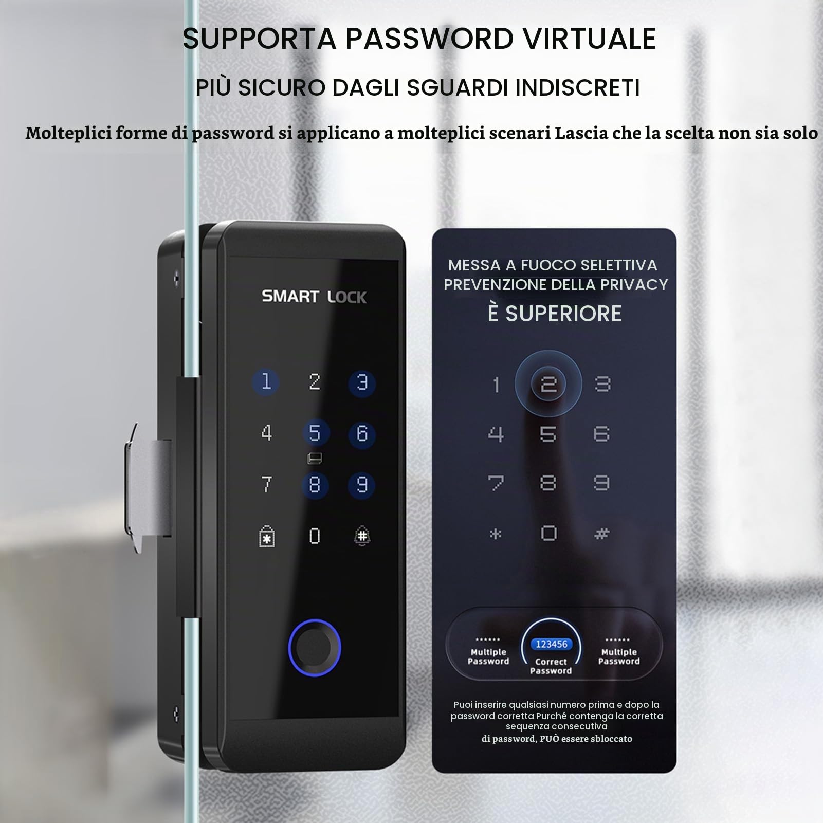Smart Lock WIFI Impronte Digitali Push Pull Serrature per Porte D'ingresso Senza Chiave per Porta in Vetro, Metallo, Legno, APP TY, Telecomando Multilingue