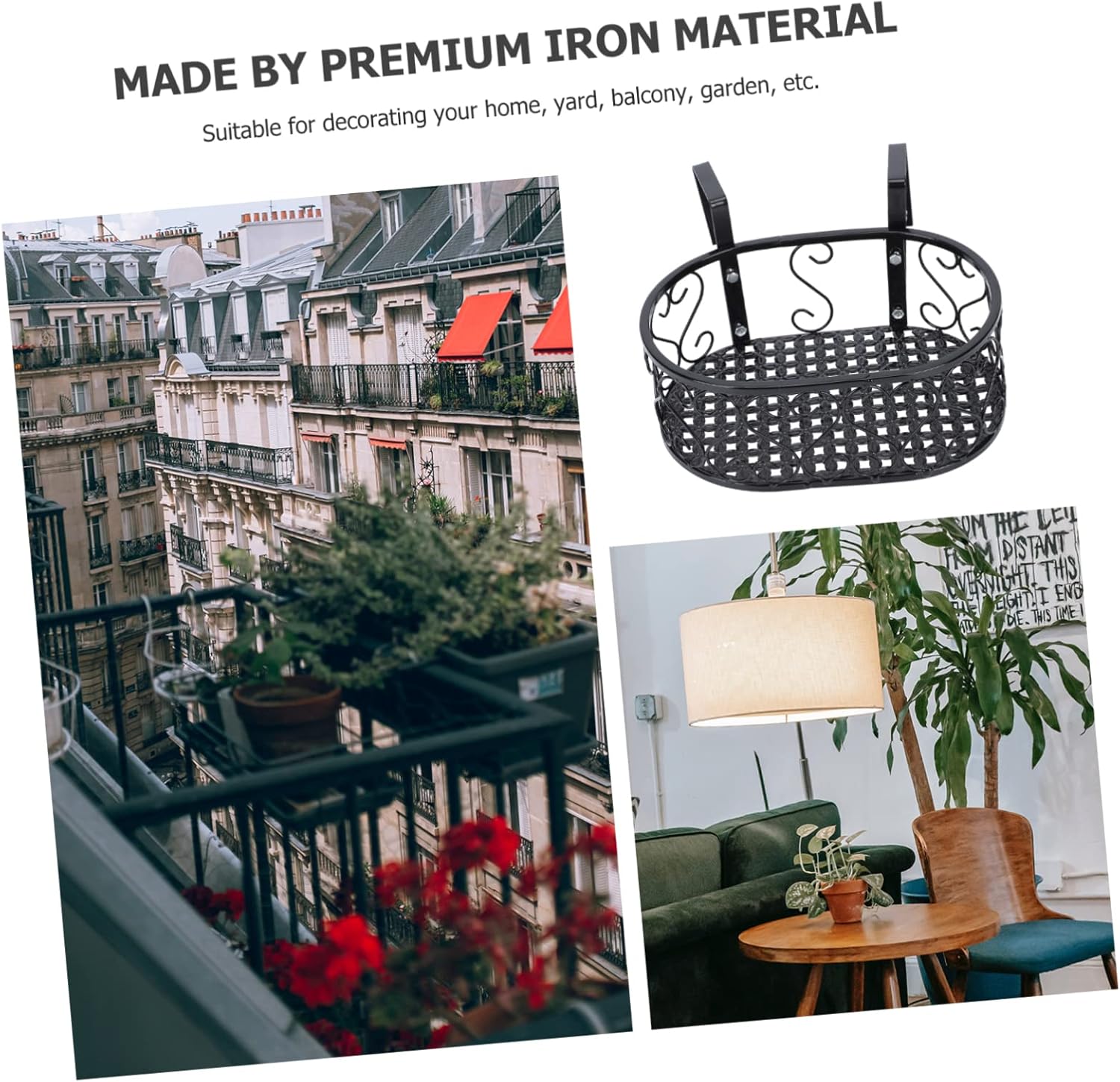 1Pc Hanging Ironwork Flowerpot Rack Plant Shelf for Balcony Garden Home Decor Includes Hooks for Easy Installation Space Saving Design