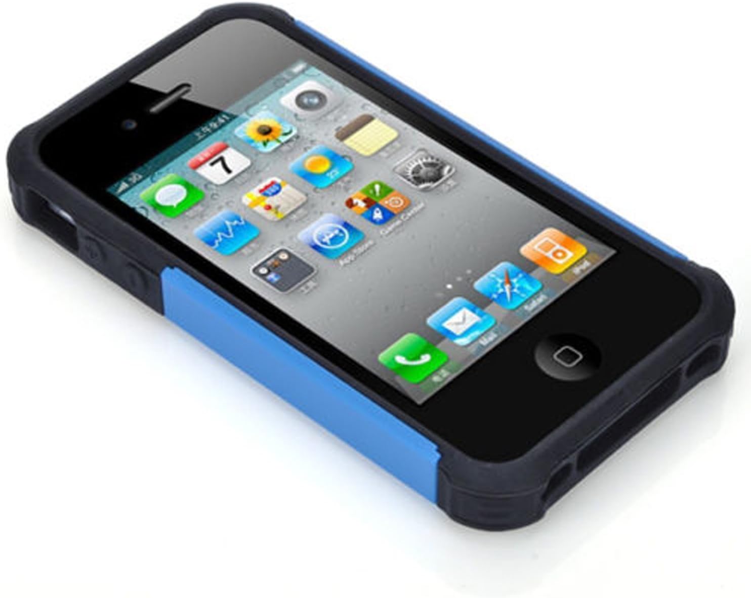 CHTech iPhone 4 Case, iPhone 4S Case,Fashion Shockproof Durable Hybrid Dual Layer Armor Defender Protective Case Cover for Apple iPhone 4S/4 - Blue