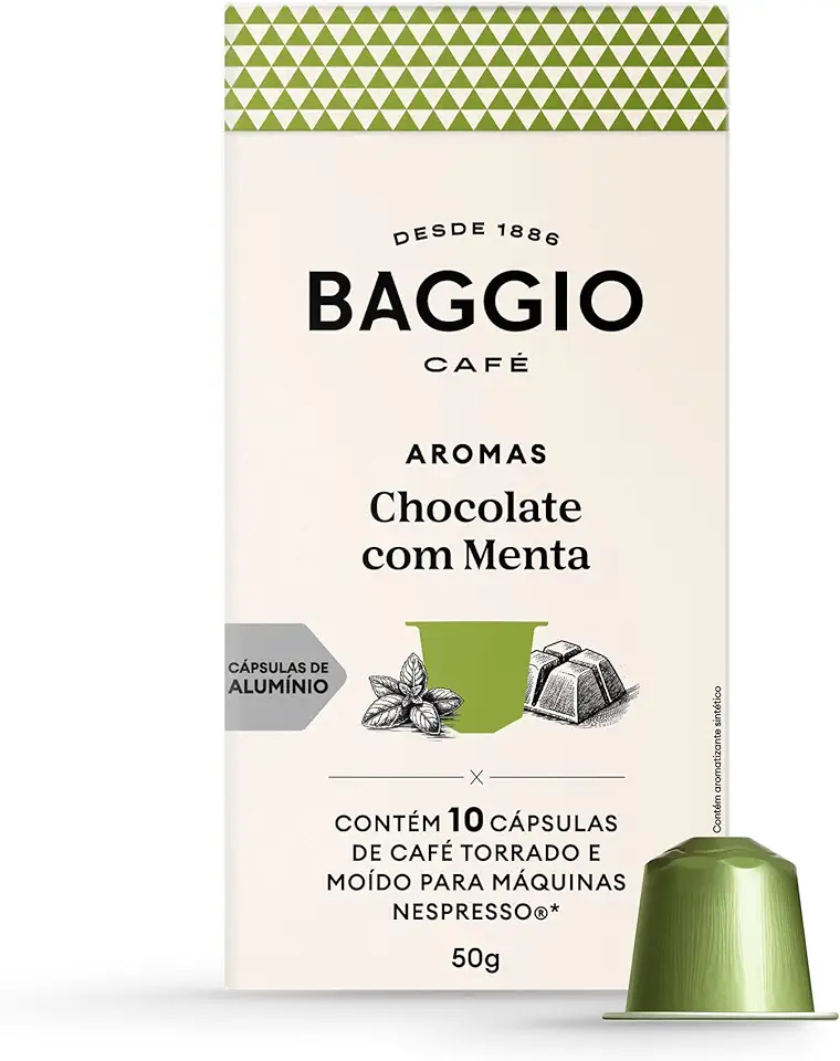 Baggio Café Cápsulas De Café Aroma Chocolate C/Menta Compatível Com Nespresso Contém 10 Cápsulas