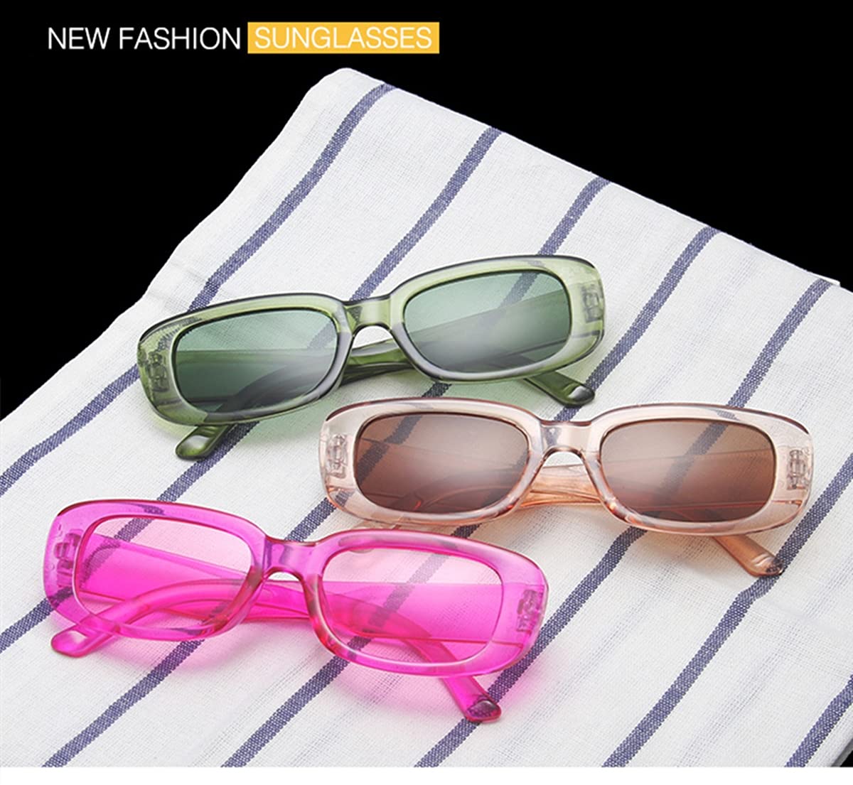 IKUVNA Rectangle Sunglasses for Women Black 90s Retro Sunglasses Fashion Y2K Square Sunglasses