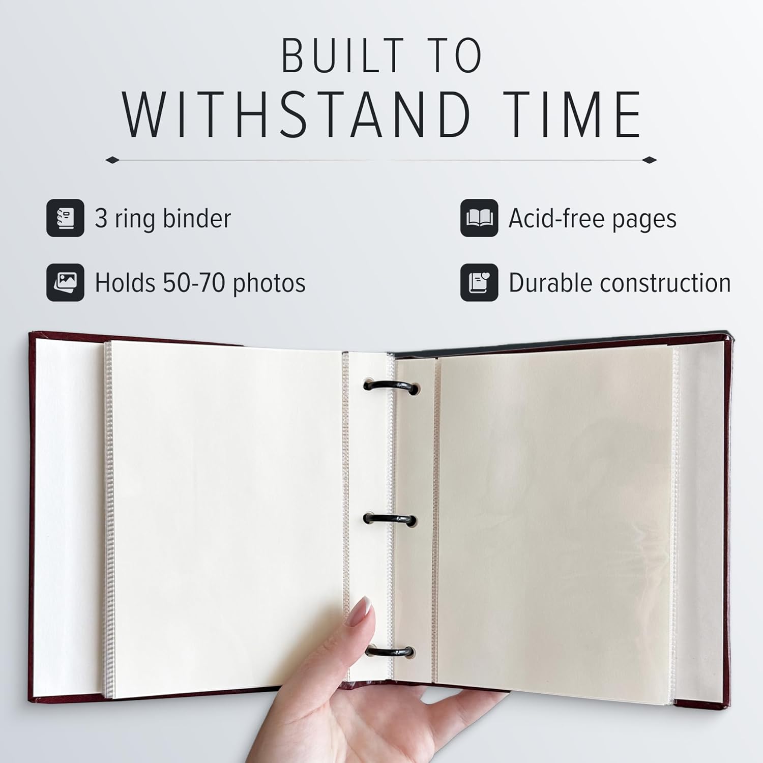 Gallery Leather Small Travel Photo Album 4x6 Pictures with Slip-In Pockets – Holds up to 50 Photos, Bonded Leather, Made in USA, Camden Kiwi - 6.5" x 5.5