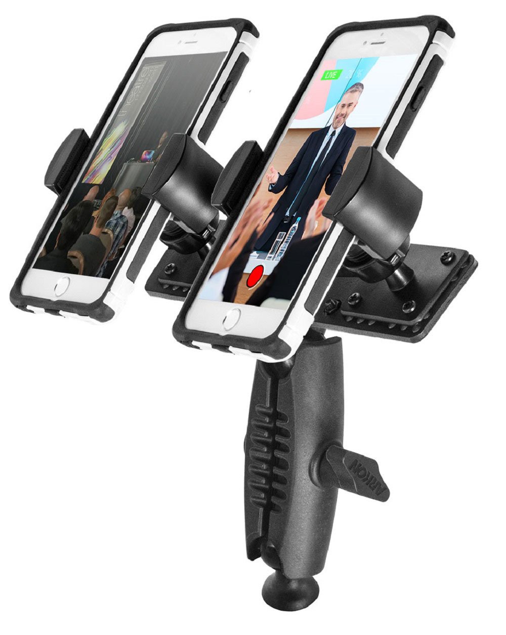 ARKON TW Broadcaster Pro - Dual Smartphone Tripod Mount or Monopod for Streaming Live Video