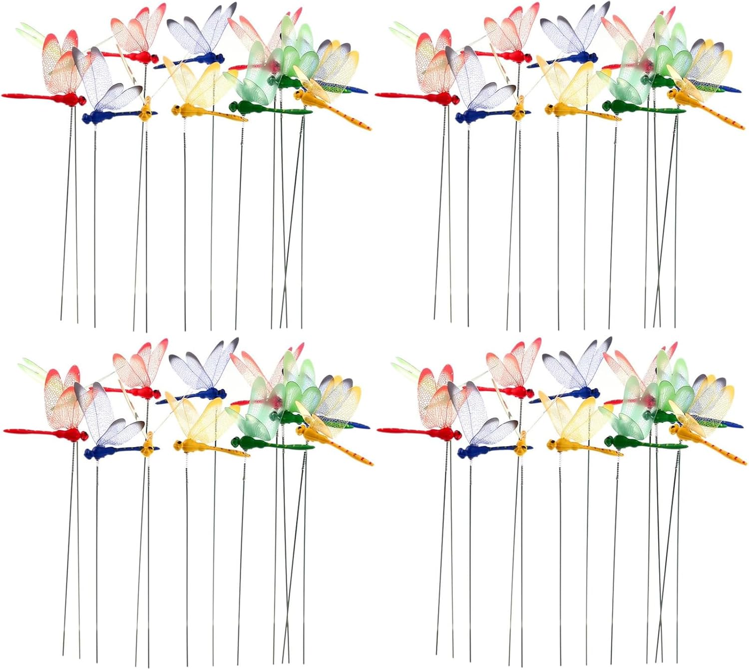 60Pcs Dragonfly Decoration Stakes 3D Dragonfly Artificial Garden Ornaments Dragonflies Patio Decoration Dragon Fly Garden Stakes for Indoor Outdoor Garden Birthday Wedding Party Decor