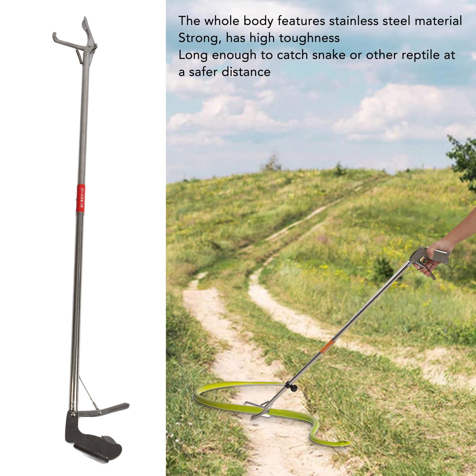 Fabater Pinza per Serpenti, Pinza per Serpenti Pieghevole in Acciaio Inossidabile di Alta qualità, Resistente, a Lunga Portata, con Design Autobloccante per la Manipolazione dei e la Cattura dei
