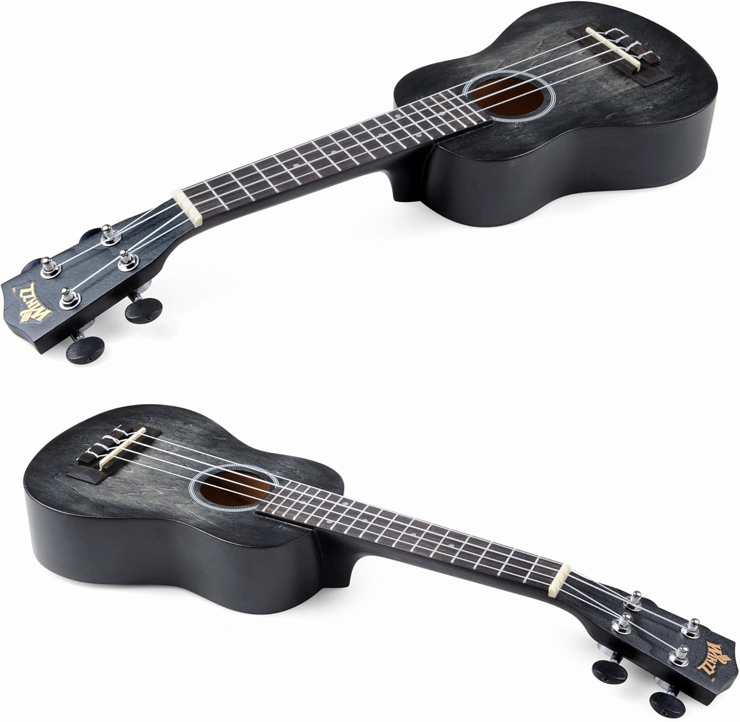 Winzz Kids Adults Ukulele Soprano Beginner Kit 21 Inches with 8 Accessories, Unique Color Design–Black