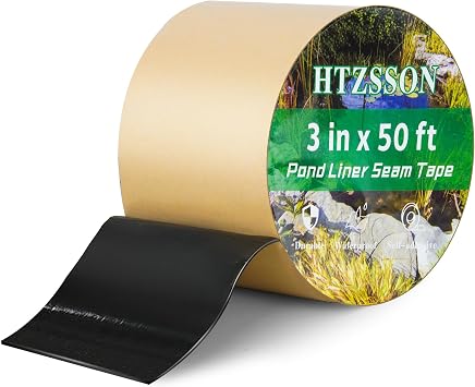 Pond Liner Seam Tape 3" x 50 - Double Sided Butyl Adhesive Tape for EPDM Liners, Waterproof Repair Patch for Ponds, Fish Ponds, Water Features & Outdoor Landscaping Black