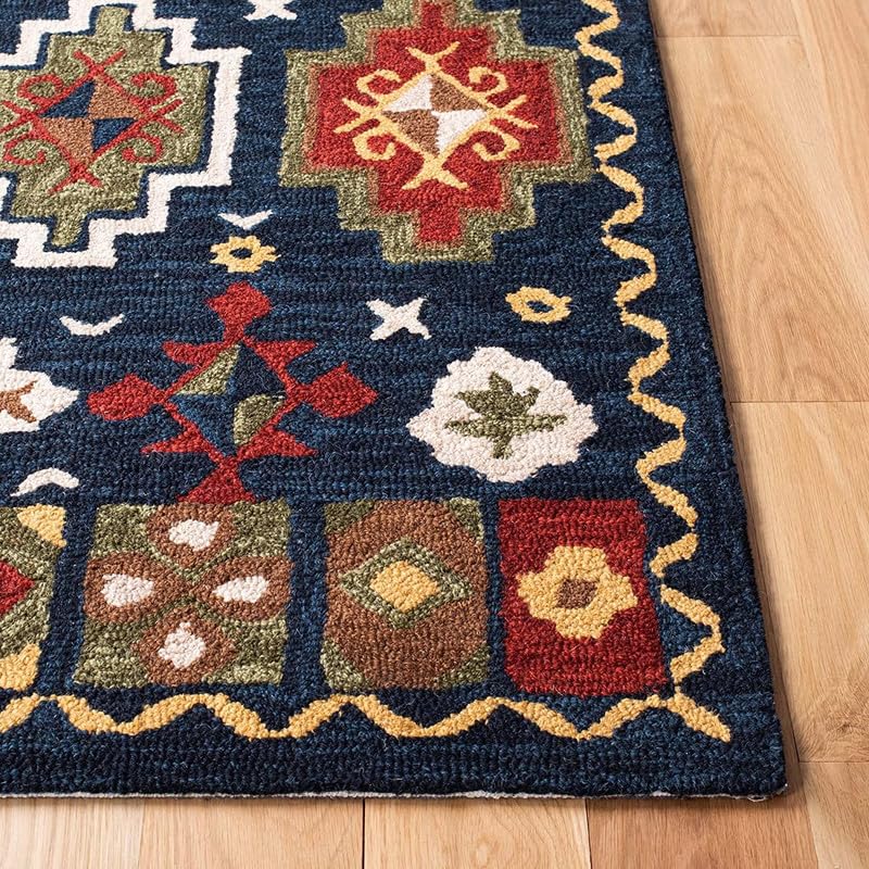 Image of Embossed Handmade GH Wool Thick Geometrical Carpet is a Stylish and Practical Addition to Any Living Room 6X8
