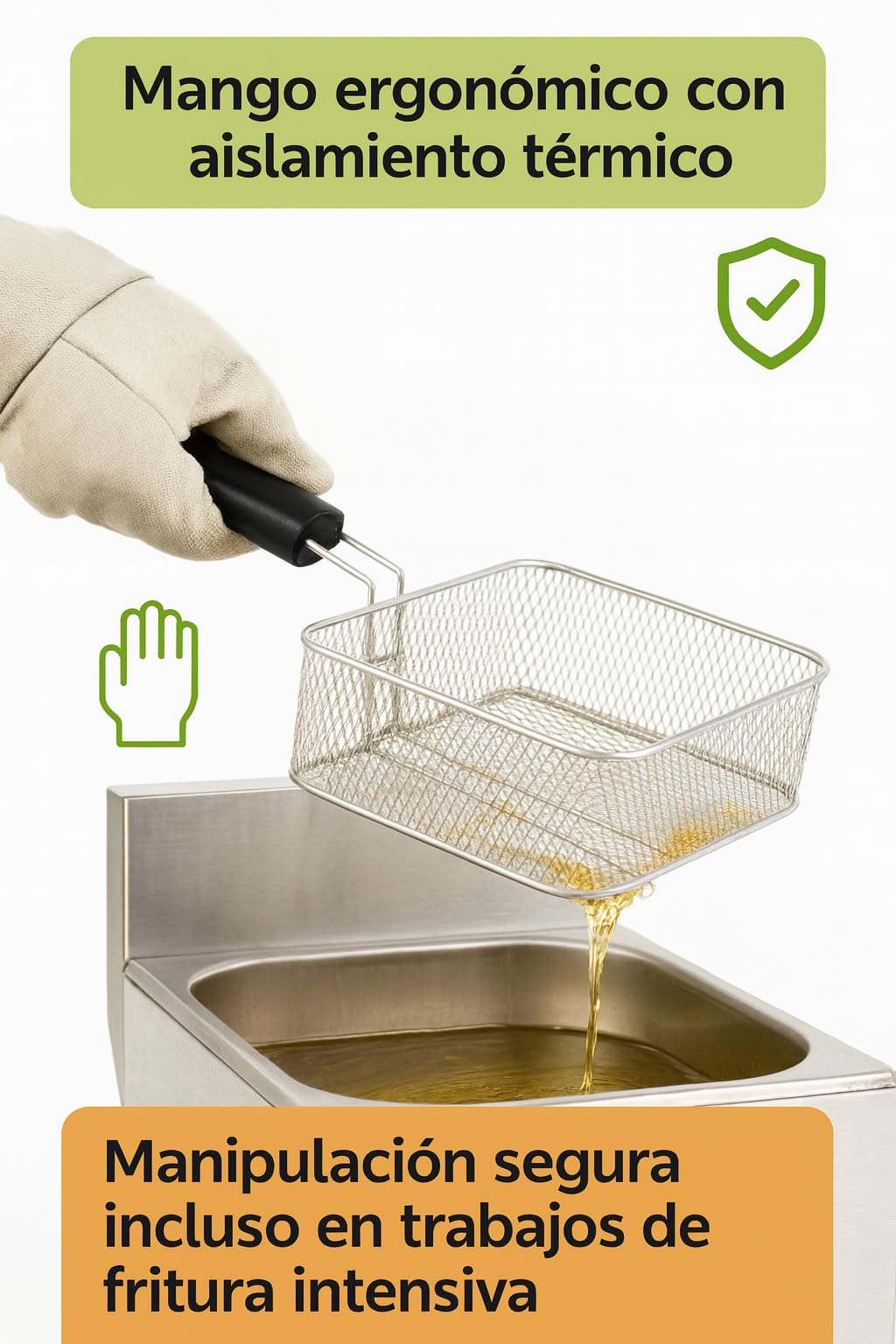 Cesta Freidora 220x245x95 mm Acero Inoxidable Modelo F6 F7 F8 Compatible con Dosilet Recambio Profesional para Freidoras Industriales De Cocina Y Taller Hogar Uso Carga Fuerte