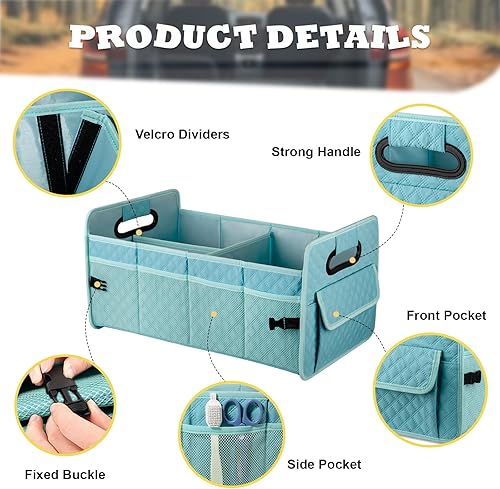 Miniatura 3 de JiatuA Organizador de maletero de automóvil y almacenamiento para SUV, caja de contenedores plegable con múltiples compartimentos, accesorios