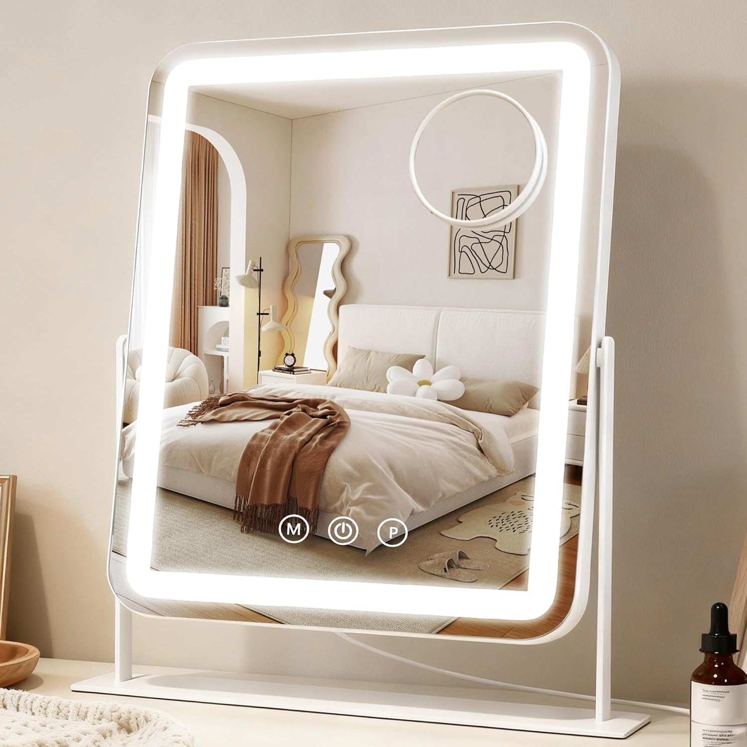 Saliwa Vanity Mirror with Lights, Lighted Makeup Mirror with 3 Modes, 5X Magnification Mirror, Stepless Brightness, 360° Rotation, Christmas & Valentine’s Gifts for Women, Daughter, Mom, Her