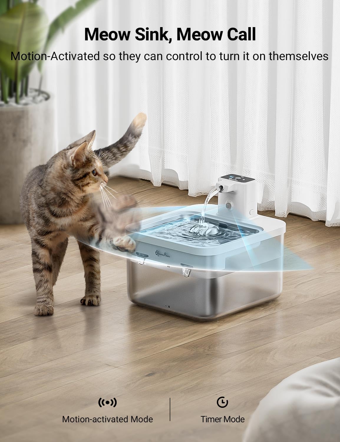 DownyPaws Wireless Cat Water Fountian White and Cat House for Indoor Cats Cream