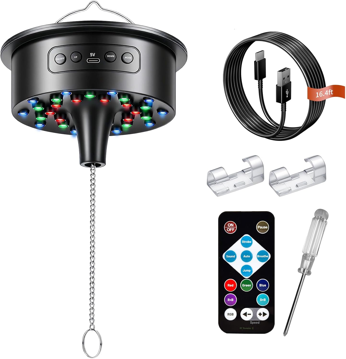 Disco Ball Motor with Remote &Disco Lights-30 Bright RGB LEDs, 0-15RPM Adjustable Speed Rotating Disco Ball Spinner, Support 4''~16'' Mirror Balls, for DJ Party Home Bands Christmas Wedding Camping