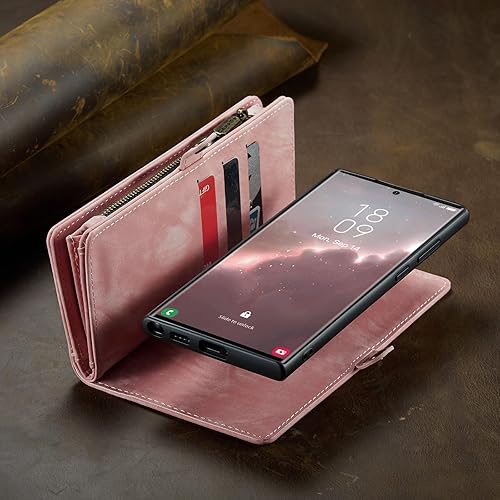 Miniatura 108 de SZHAIYU 2 in 1 Detachable for Samsung Galaxy S23 Ultra Wallet Case with Card Holder, Retro Premium Flip Leather Cover Magnetic Zipper Pocket Phone